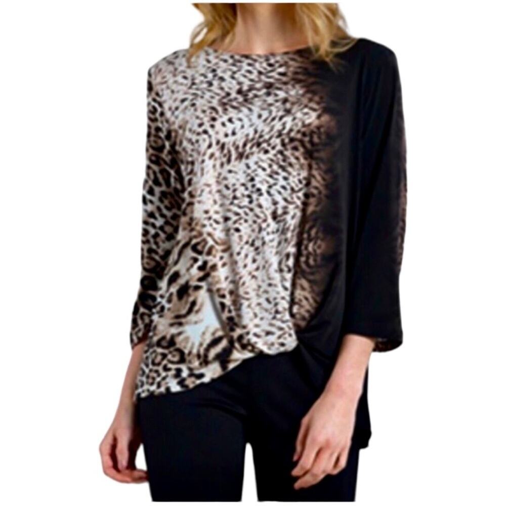 Clara Sunwoo Twist Front Animal Print Top Small EUC